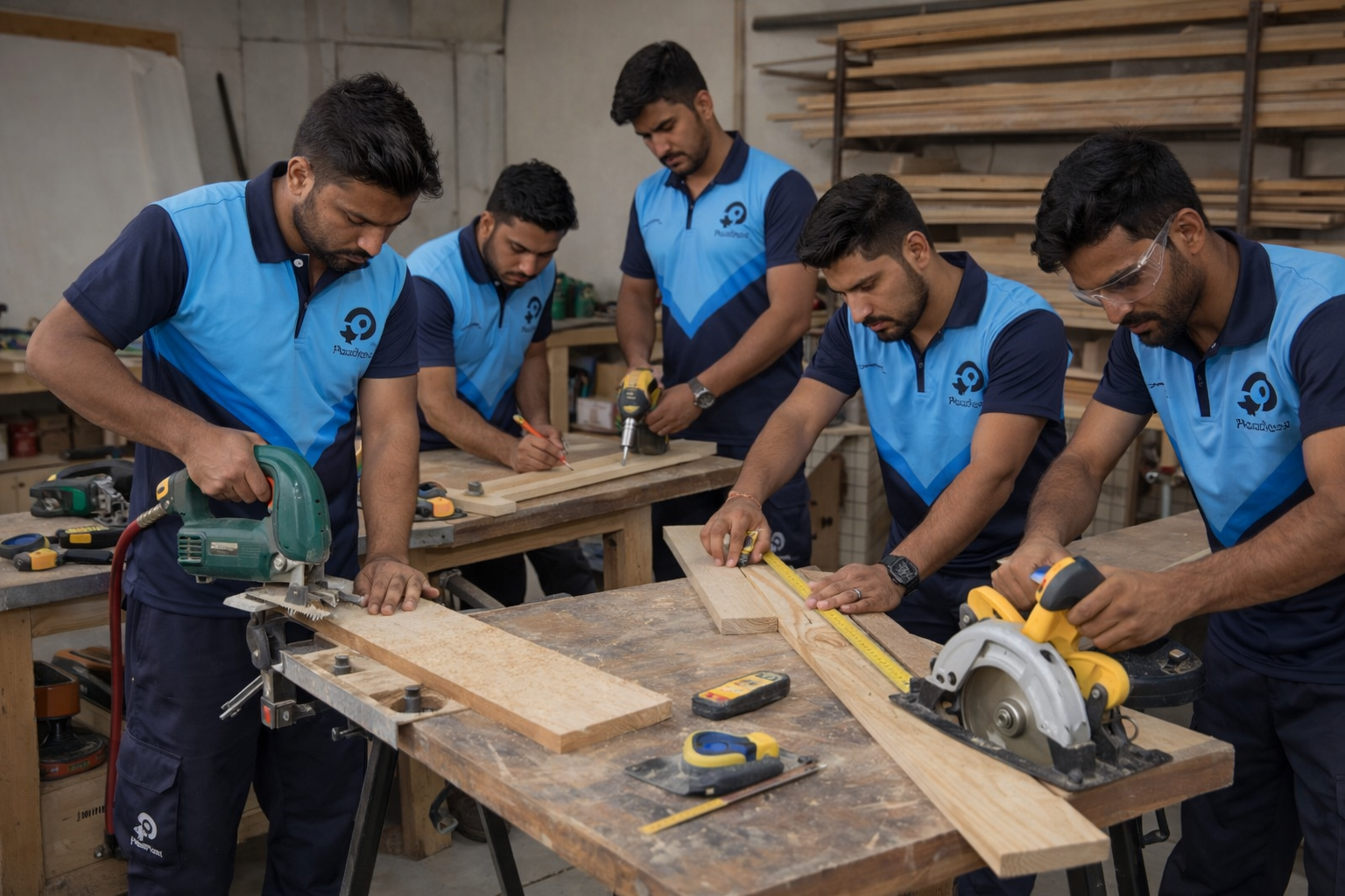 Pluspoint professional carpenters working on construction and event projects in Saudi Arabia